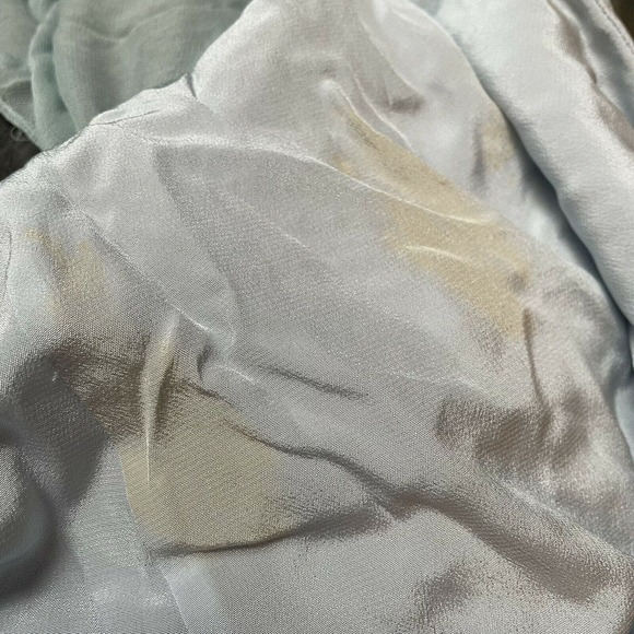 Neil Bieff Blue Gray Beaded Chiffon Corseted Halter Sashed Maxi Dress Size 0 - Picture 7 of 7